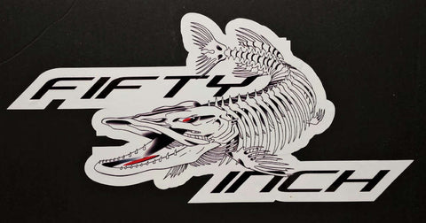 50 Inch Musky Skeleton Decal in White